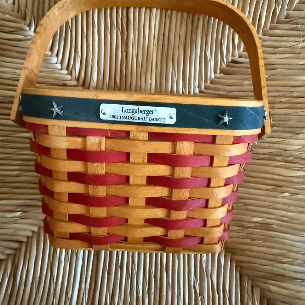 Longaberger inaugural 2001 Red and Tan Woven Basket